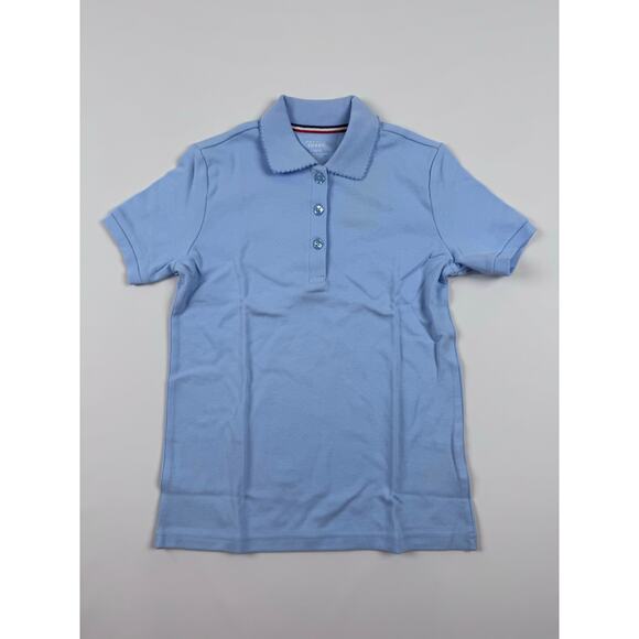 French Toast Girls Light Blue Picot Collar Polo – Size L (10/12), New - Picture 2 of 9